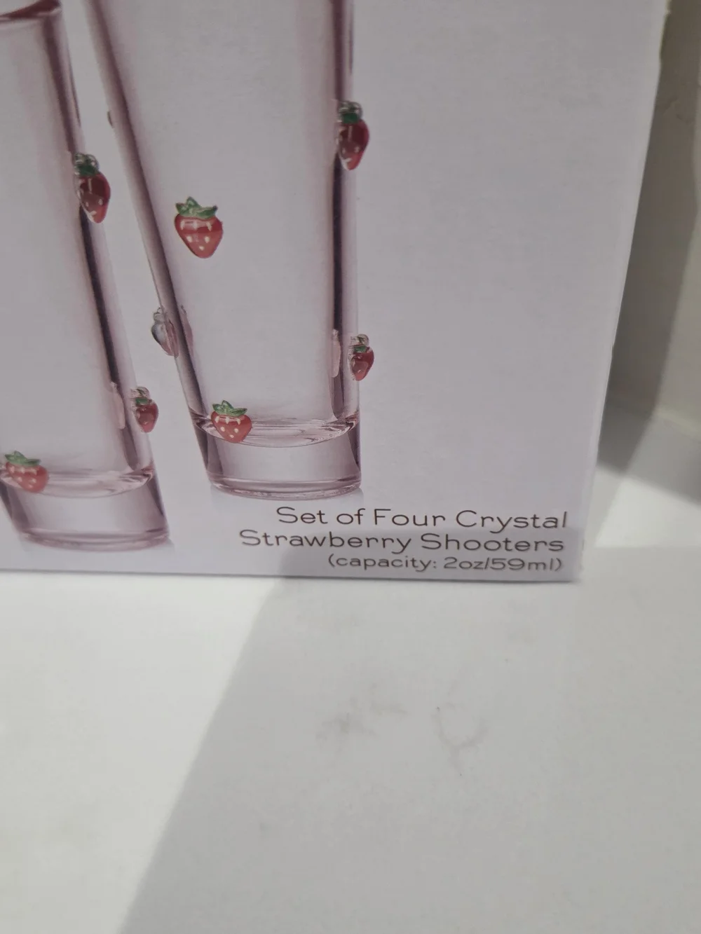 Godinger Pink Strawberry Accent Crystal Shooter Glasses - Set of 4